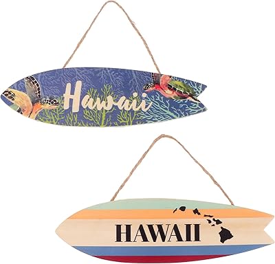 Bannière en bois hawaïenne helvity, décoration murale rustique à suspendre pour fête d'été
