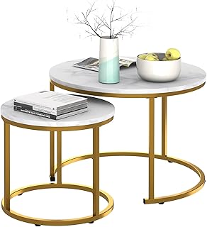 Table basse gigogne en marbre blanc garden for you pour petits espaces, 2