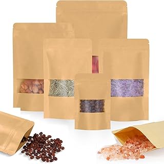 Goodrun 50pcs sacs en papier kraft refermables auto-scellants d'emballage alimentaire polyvalents