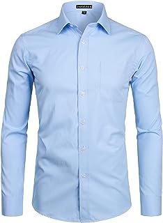 Chemise habillée homme à manches longues, coupe slim, design décontracté, boutons et poche