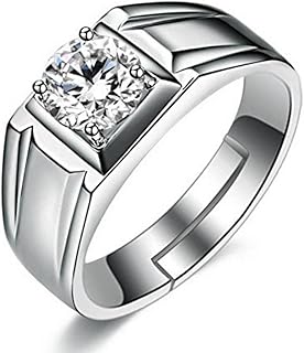 Bague élégante en acier inoxydable plaqué argent et zircon cubique pour homme (argent)