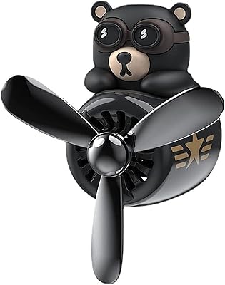 Désodorisant de dessin animé en forme d'ours noir et d'aviateur, ventilateur de sortie
