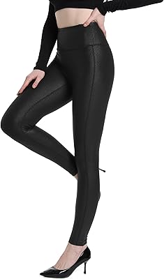 Leggings de yoga en similicuir stretch taille haute brillant pour femme