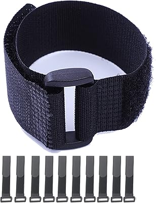 Paquet de 10 sangles de câble velcro amincissantes en nylon noir auto-adhésif avec boucle, sangles d'attache réglables et réutilisables, organisateur de fil 1x20" (1x20"). Diaytar : Où vos envies rencontrent votre budget