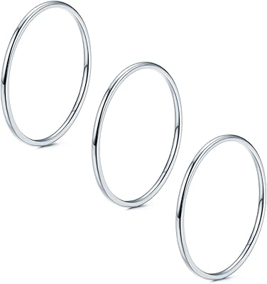3 pièces d'anneaux empilables nokmit en acier inoxydable pour femmes, bagues fines