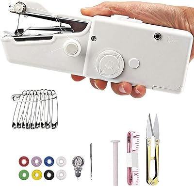 Mini machine à coudre portable sans fil alykdon kwik handy stitch (blanc)