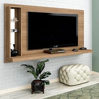 Panneau tv mural artley alaska avec miroir, chêne - l180 x p31 x