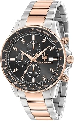 Montre chronographe maserati pour homme 44 mm de sveda, couleur argent, chronographe, argent