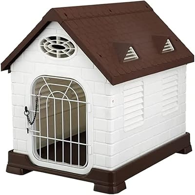 Maison extérieure en plastique étanche pour animaux de compagnie et chiens, marron