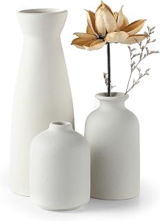 Ensemble de vases en céramique blanche - 3 petits vases à fleurs