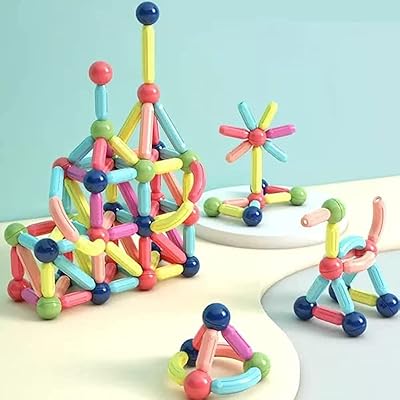 196 pièces de bâtons et boules magnétiques flexibles et créatifs pour enfants