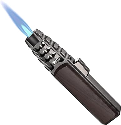 Briquet torche au butane, torche de cuisine rechargeable coupe-vent réglable avec verrouillage