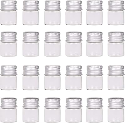 24 mini bouteilles avec couvercles à vis en aluminium petits pots message clair