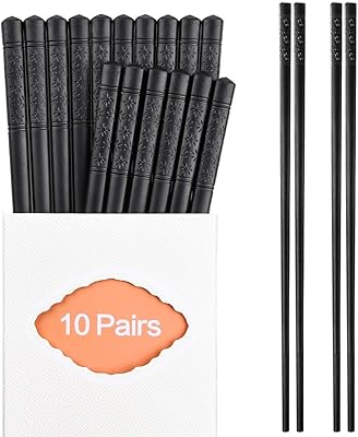 Ensemble familial de 10 paires de baguettes en fibre de verre, baguettes chinoises