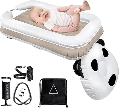 Lit de voyage gonflable hcozme pour tout-petits, lit d'avion pour bébé, oreiller repose-pieds