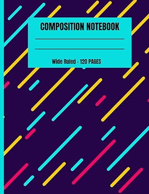 Cahier de composition : formes de lignes colorées - lignées larges, 120 pages