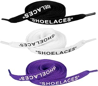 3 paires de lacets de rechange en toile imprimée avec texte pour baskets