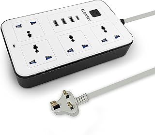 Rallonge d'alimentation elonsee avec 4 ports, multiprise universelle avec emplacement de chargement usb