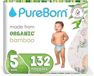Couches jetables pour bébé en bambou naturel biologique pureborn taille 5 - 11
