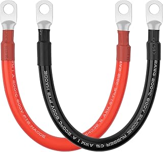 Jeu de câbles d'onduleur de batterie 2awg avec bornes (œil 3-8") 1 pied