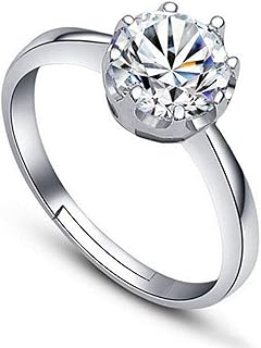 Bague solitaire aaa plaqué platine shining diva pour femme, zircone cubique