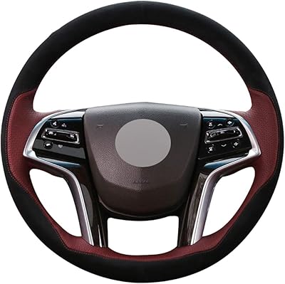Lqhyb pour vin rouge cuir noir daim bricolage couverture de volant de voiture
