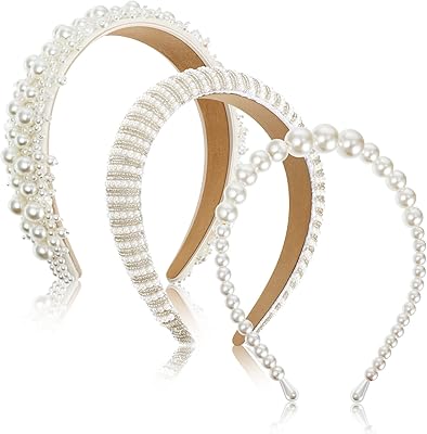 3 pièces bandeaux de perles pour femmes blanc brillant fausses perles strass accessoires
