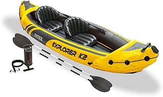 Kayak gonflable intex explorer k2 jaune pour 2 personnes avec pompe