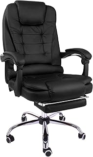 Chaise de bureau pivotante réglable moderne en cuir avec appui-tête et repose-pieds rétractable