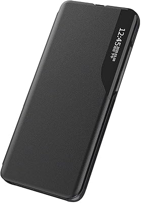 Coque oppo reno7 5g, étui à rabat avec fenêtre smart view avec béquille