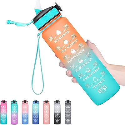 Bouteille d'eau étanche de 1 l sans bpa avec marqueur de motivation