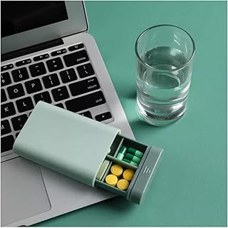 Organisateur de pilules hebdomadaire de voyage résistant à l'humidité, 6 compartiments étanches et hermétiques, stockage quotidien de pilules pour vitamines, huile de poisson et capsules, vert. Diaytar Sénégal : Diversité produits, unité de prix bas