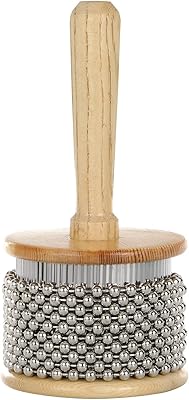 Instrument de percussion cabasa en bois hesland avec corde de perles en métal