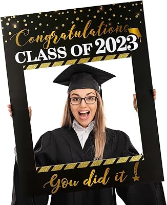 Grand cadre photo pour selfie de remise de diplôme 2021, paillettes noires