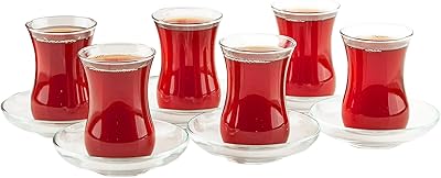 Ensemble de tasses et soucoupes à thé turques (12 pièces), tasses à thé