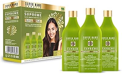 Coffret de lissage capillaire suprême brésilien super nano keratin 3 x 1000 ml
