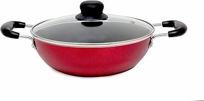 Poêle à frire blackstone kadai avec revêtement en céramique avec couvercle en verre