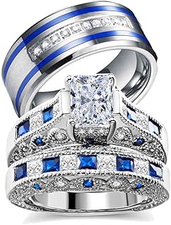 Ensemble de bagues de mariage deux bagues pour ses couples bagues assorties femme