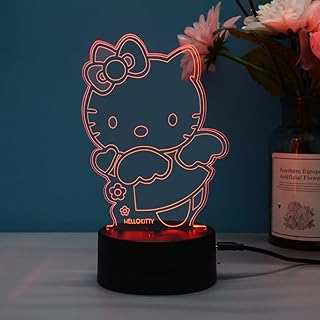 Lampe de table de nuit led 3d 7 couleurs, lumières d'illusion d'optique hello