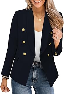 Blazer décontracté d'affaires pour femme avec veste de costume doublée à double boutonnage