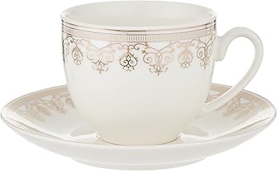 Ensemble de tasses et soucoupes en porcelaine shallo bon, blanc/or, 90 cc, ts-90-lin-f