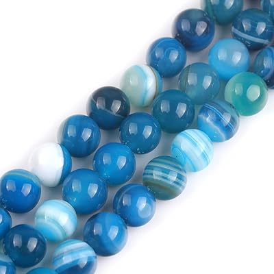 Gem-inside perles d'agate bleue en vrac de 8 mm, pierre d'énergie en cristal