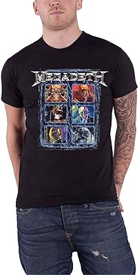 T-shirt officiel avec logo megadeth vic head grip band noir pour hommes