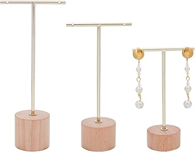 Finger springear présentoir de boucles d'oreilles en forme de t en métal doré