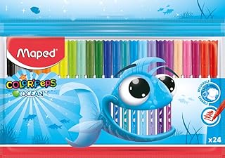 Crayons feutres peeps ocean peeps tip avec étui en plastique, 24 stylos