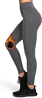 Leggings doublés en polaire pour femmes avec poches pantalons thermiques légers