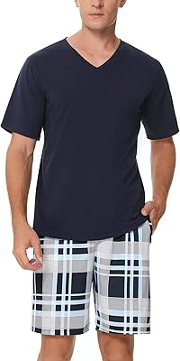 Ensemble pyjama en coton pour hommes, vêtements de nuit à manches courtes, ensembles