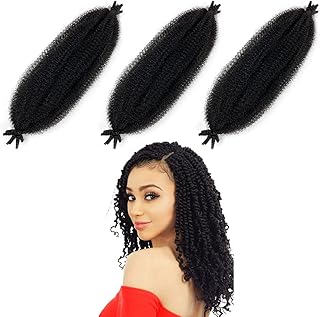 Cheveux tressés marley twist, cheveux afro torsadés pré-séparés de 16 pouces, cheveux synthétiques naturels, extensions de cheveux enveloppant des cheveux doux adaptés aux femmes 3 pièces. Diaytar : Le discount nouvelle génération au Sénégal