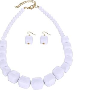 Collier de perles blanches, collier de perles acryliques africaines, longs colliers de perles pour femmes, collier fantaisie, bijoux pour fête d'halloween, acrylique, sans pierres précieuses. Catalogue géant, prix mini chez Diaytar Sénégal