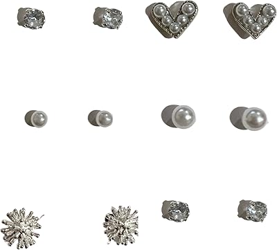 Lot de 6 paires de boucles d'oreilles en argent petites en acier inoxydable